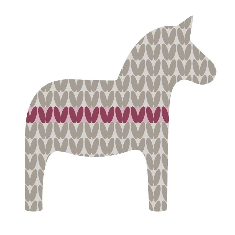 Dala Horse Knitting Pattern Christmas Red Grey Scandi