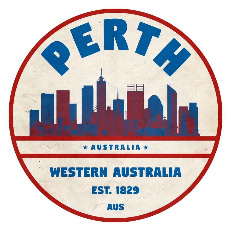 Perth Skyline Retro AU