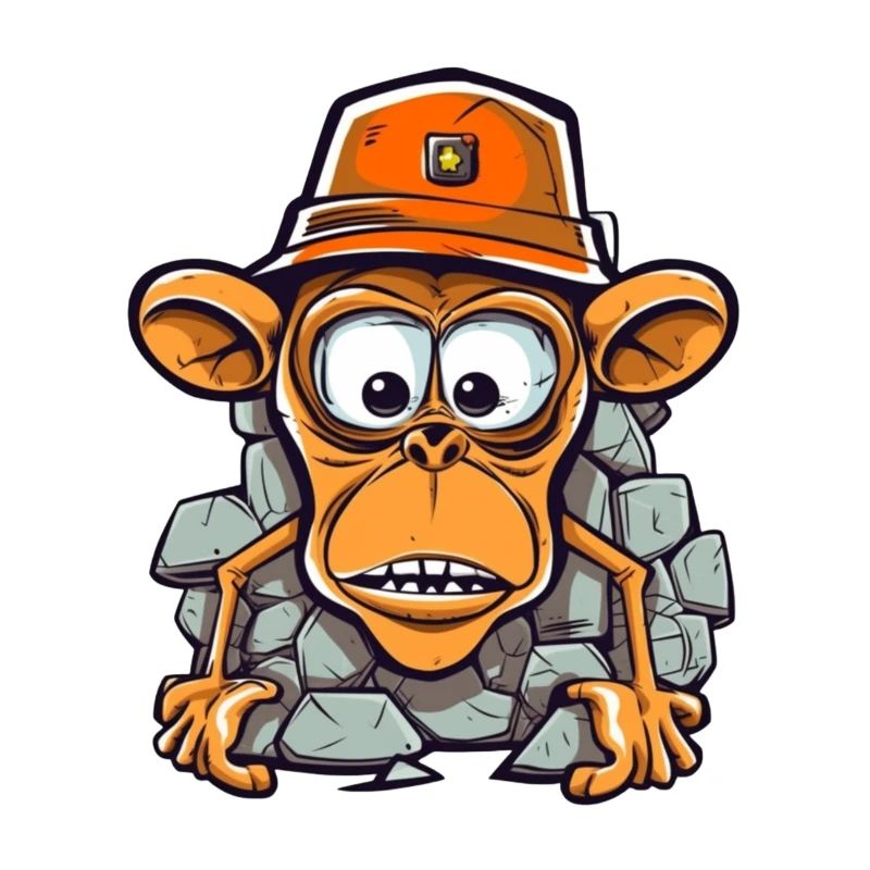 Entzückender Affe mit Bauhelm