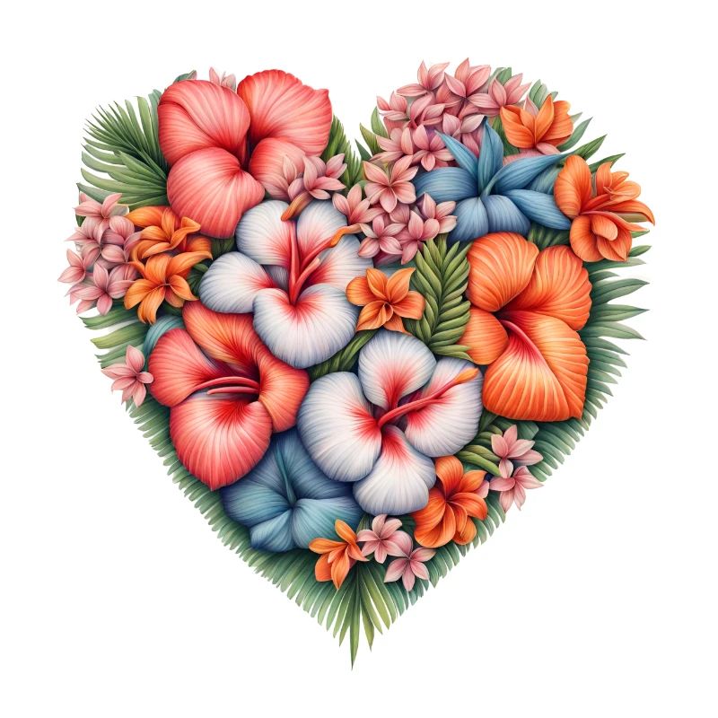 Herz aus Hibiskusblüten Muster
