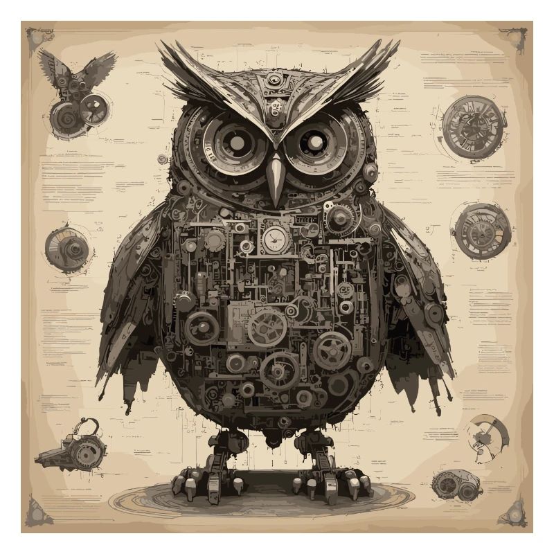 Bauplan / Sepia / Vintage / Retro / Eule