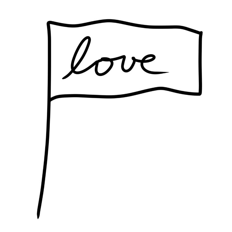 Drapeau Symbole Forme Amour