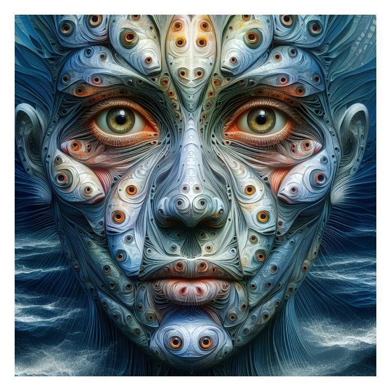 Visage avec des yeux de poisson
