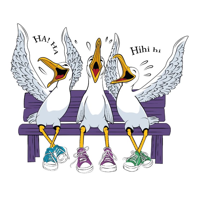 Seagulls on Beach Bench