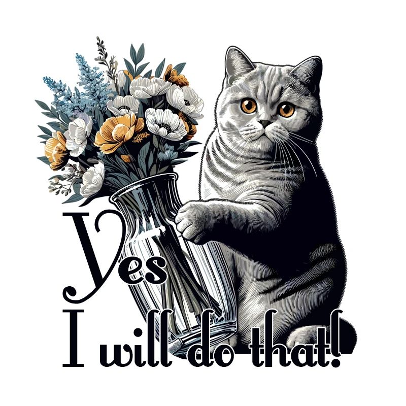 BKH Britisch Kurzhaar Katze Vase umkippen Geschenk