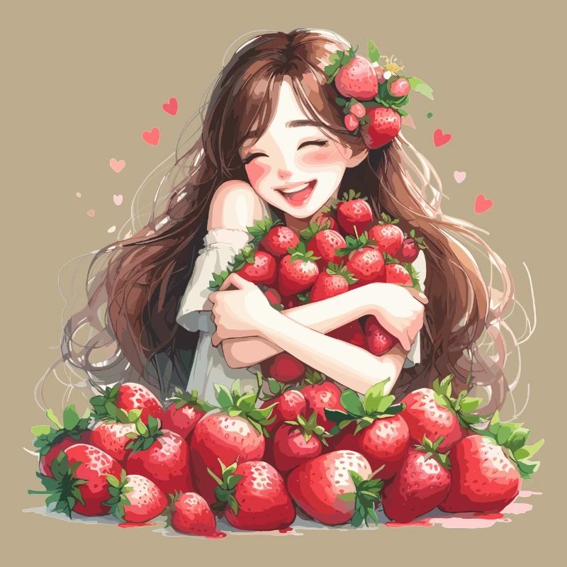 Erdbeermädchen Erdbeeren Geschenk