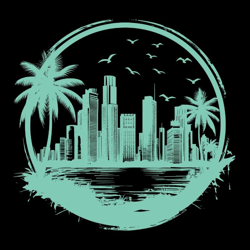 Palm trees on the city beach