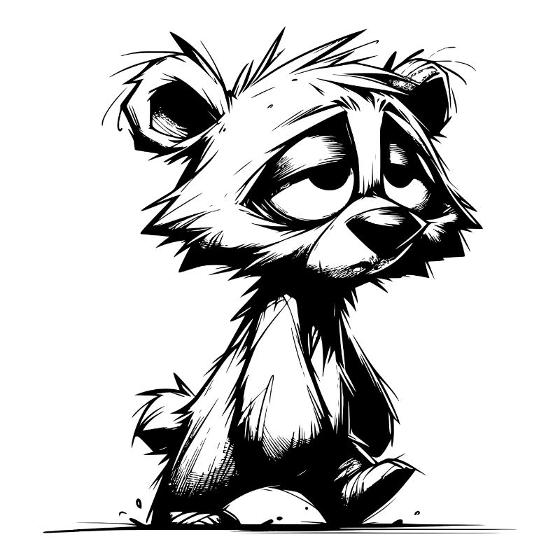 A very tired fuzzy bear after getting up