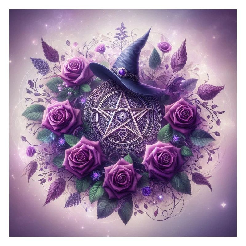 Pentagramme avec chapeau de sorcière violet