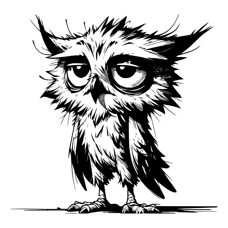 Schlaftrunkene Eule und mürrische Nachtwächterin