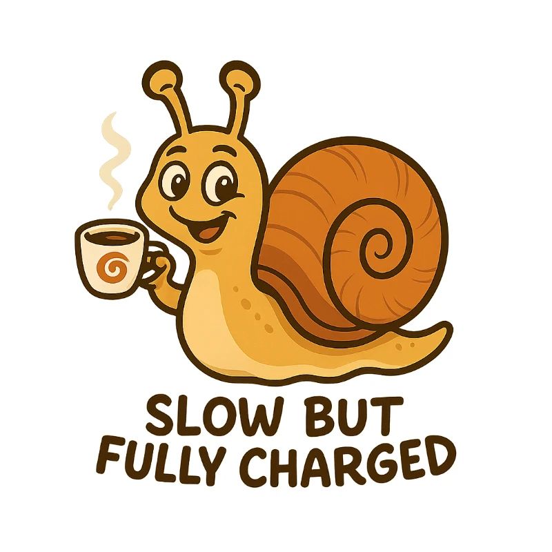 Lustige Schnecke mit Kaffee