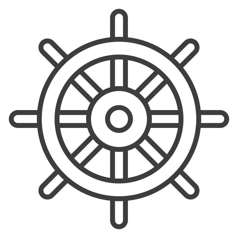 Schiffsrad-Symbol – Nautische Strichzeichnung Stil