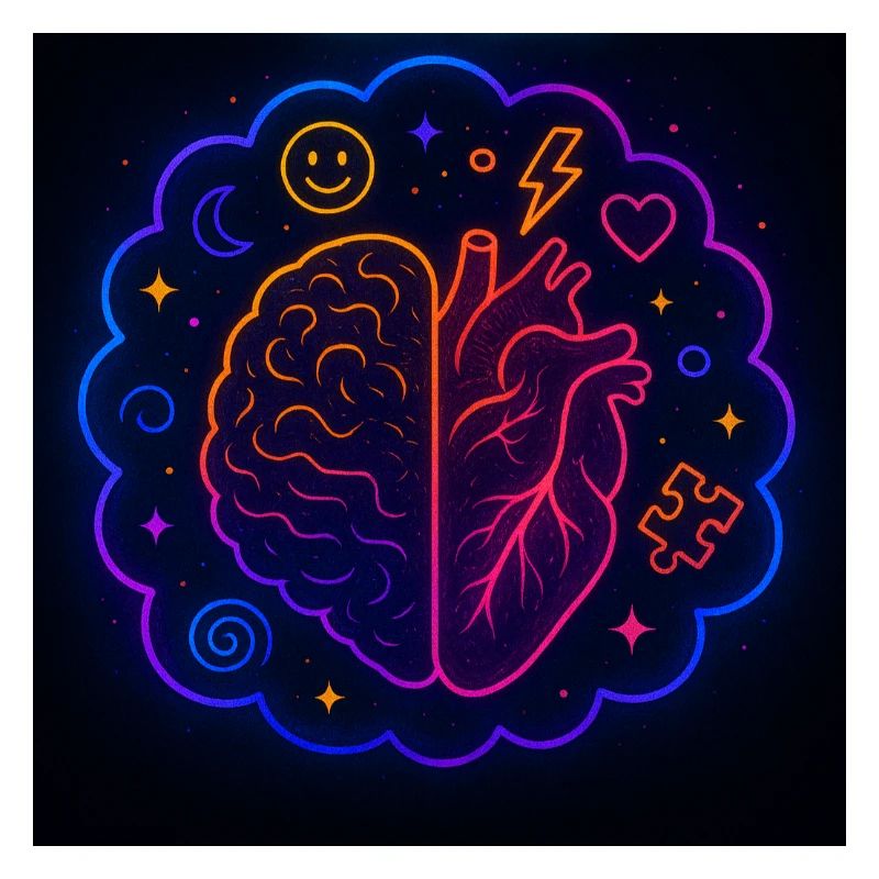 Creative Heart and Brain Neon Design