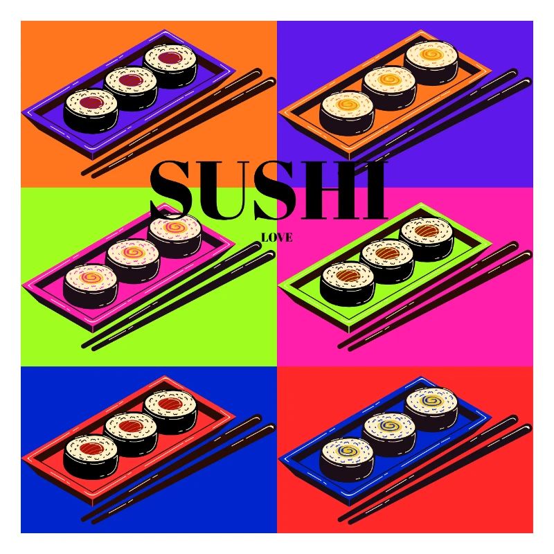 Bunte Sushi-Design mit Pop-Art-Stil