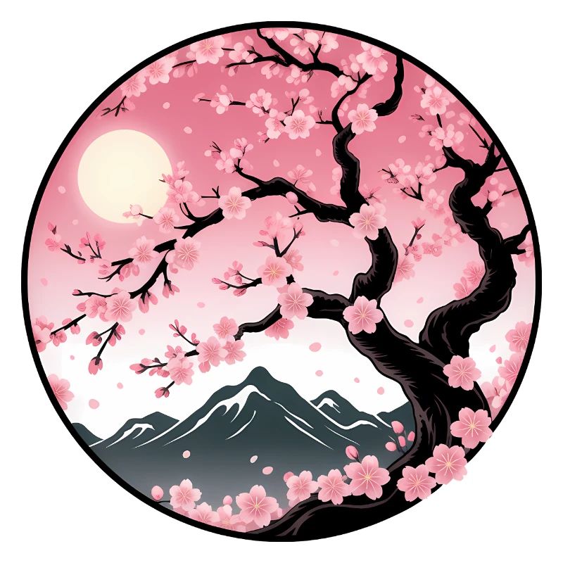 Kirschblüten-Berglandschaft