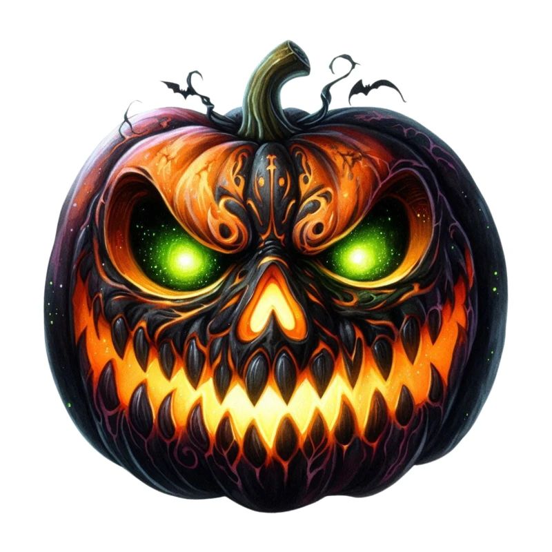 Neon Ember Pumpkin Face