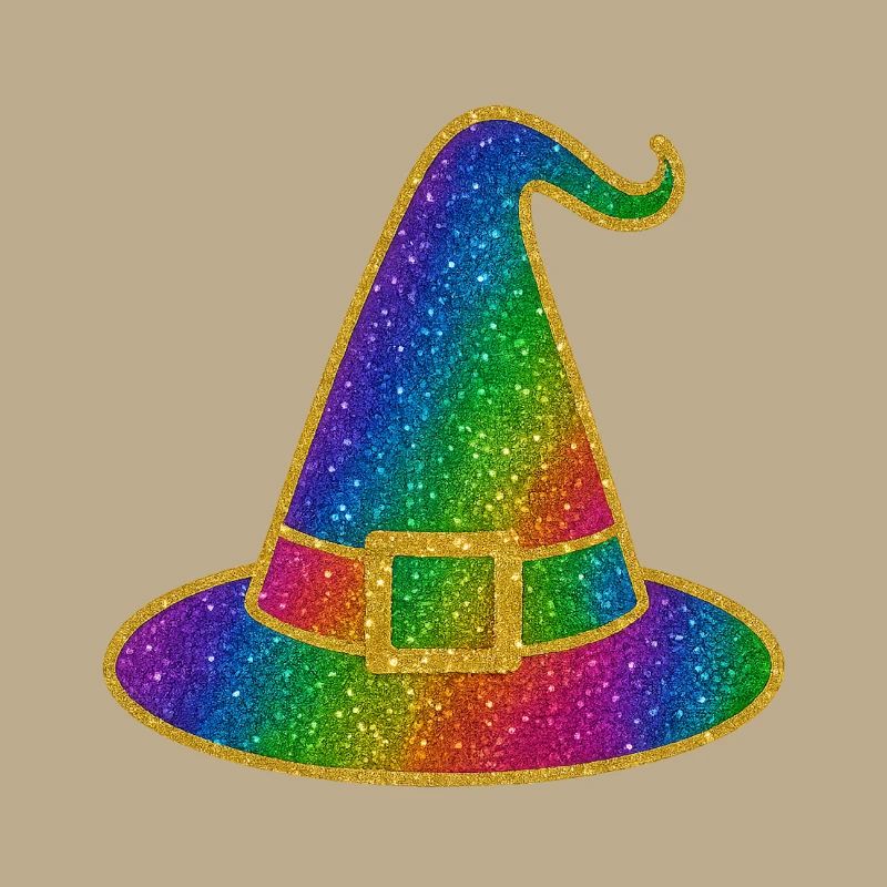 Halloween Rainbow Glitter Witch Hat