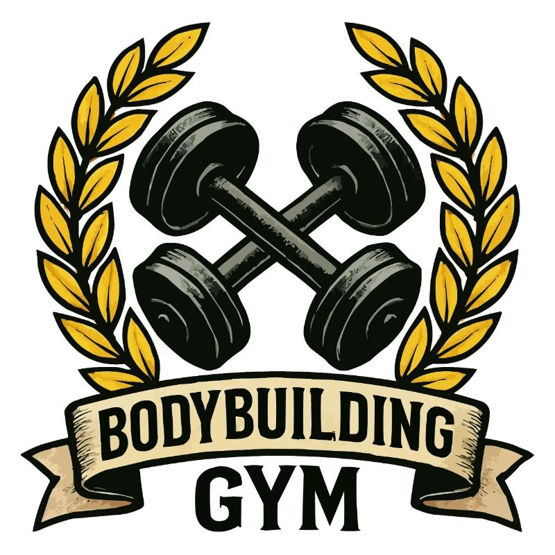 Krafttraining Gym Lorbeer Emblem