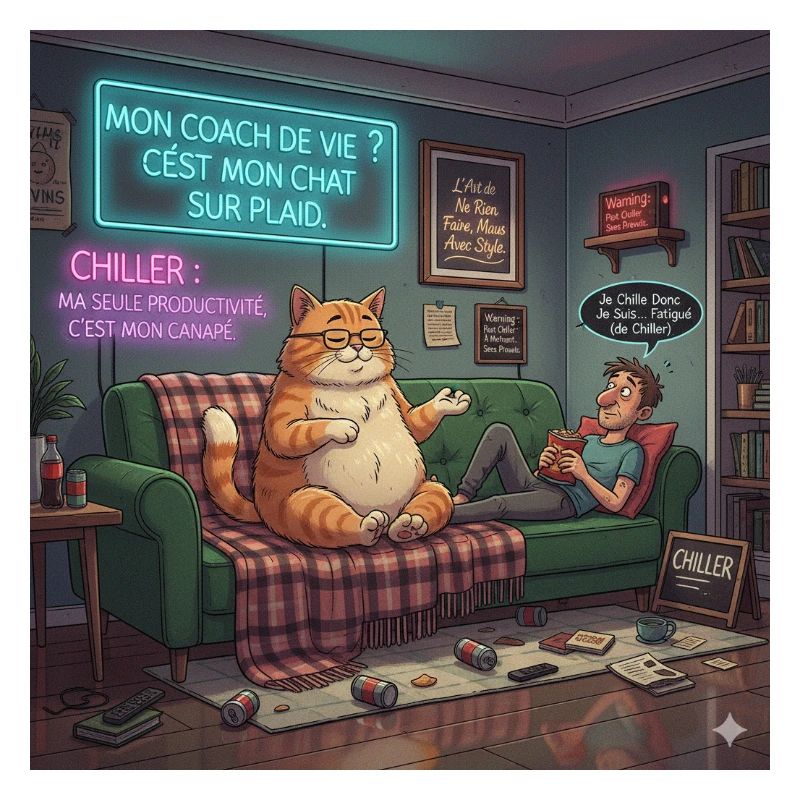 Chill Katze Auf Neon Plaid