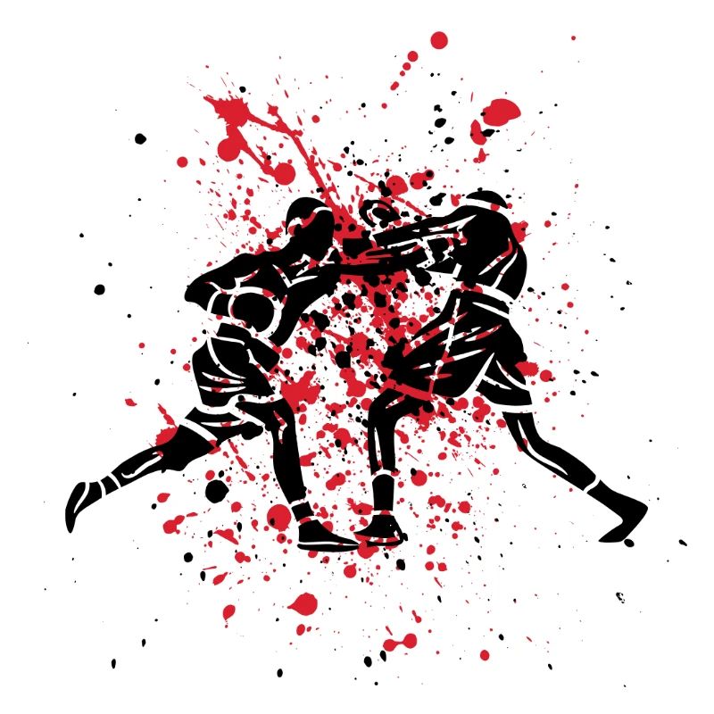 Boxe anglaise sur du rouge abstrait