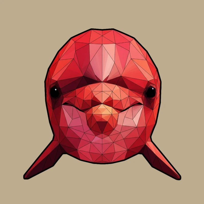 Roter Polygonfisch Geometrische Kunst