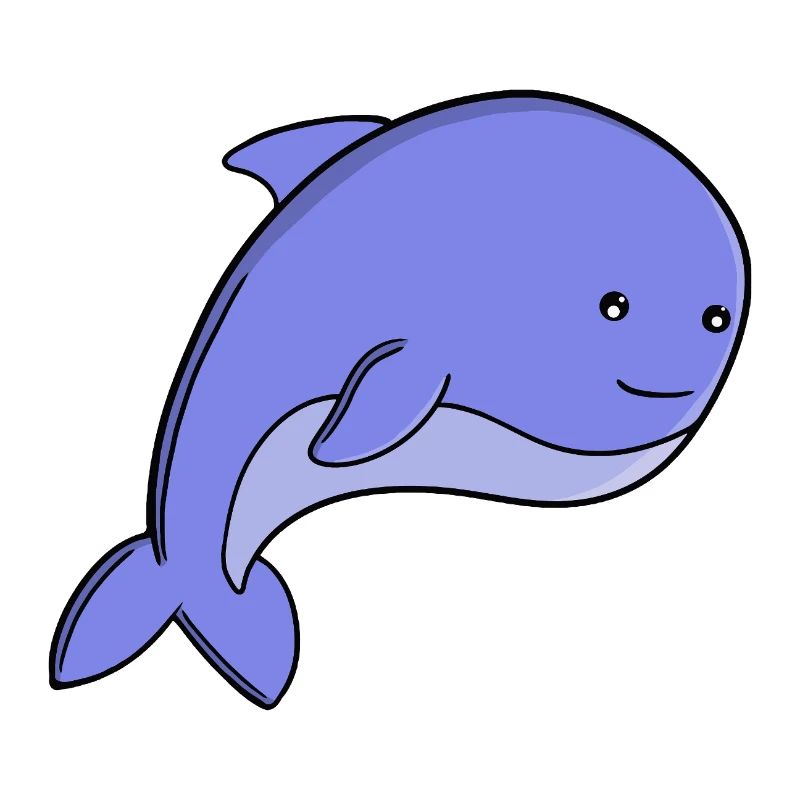 Süßer blauer Fisch-Kawaii-Delfin- oder Schweinswal-Cartoon