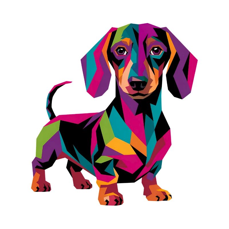 Farbenfroher geometrischer Dackelhund