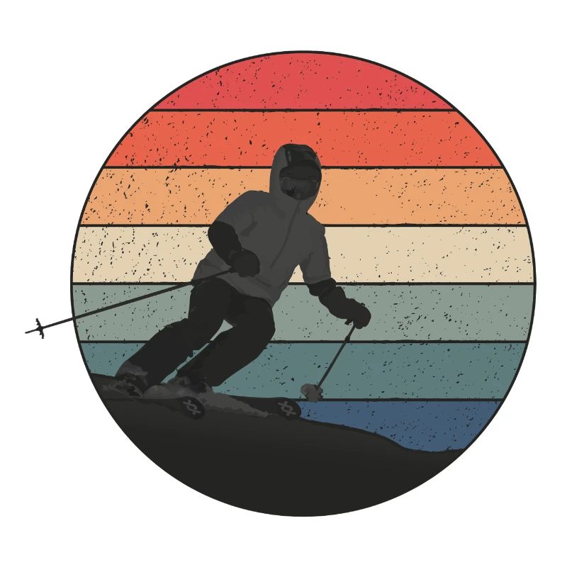 Skiing downhill in sunset