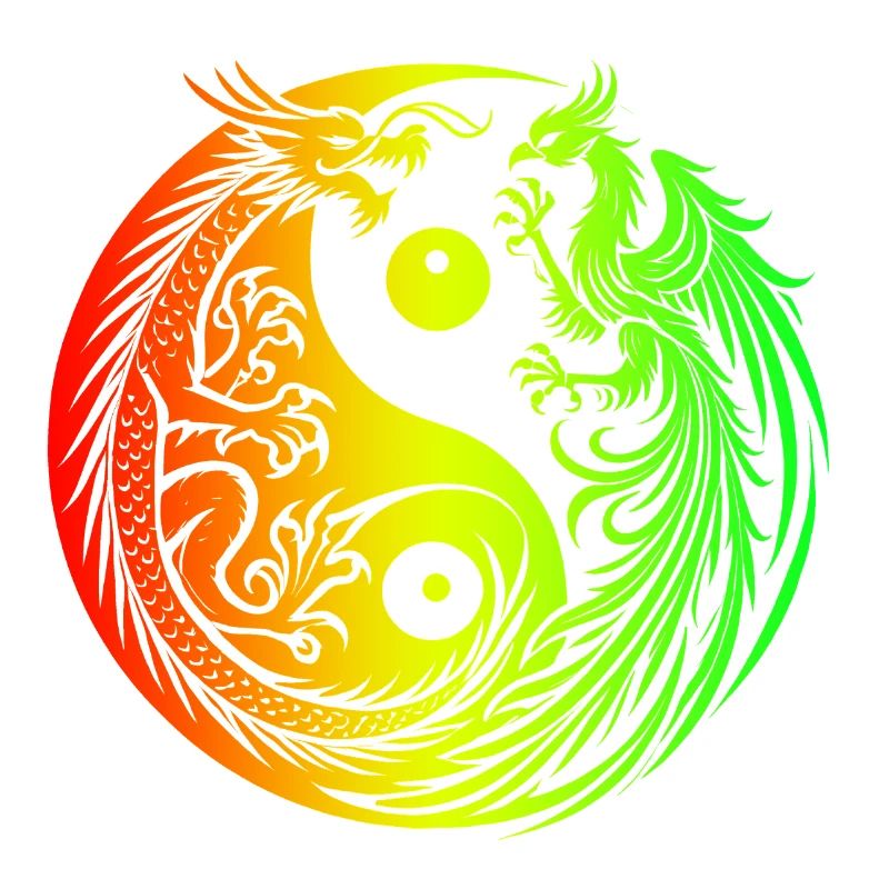 Yin Yang Dragon and Phoenix