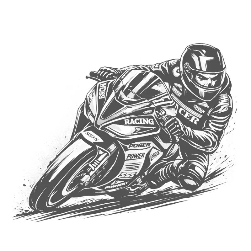 Motocycliste de course agressif dans la courbe