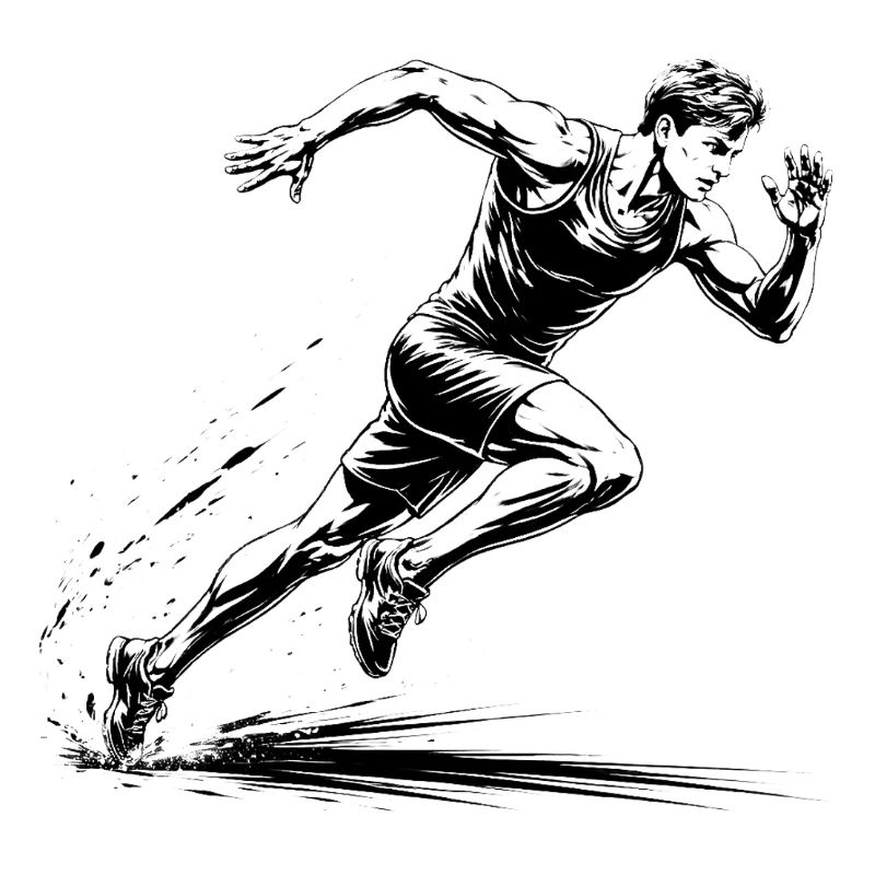 100m Sprinter Action Illustration