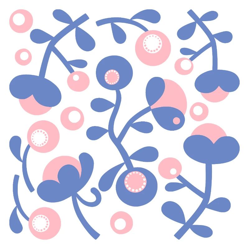 Abstract Peonies L Rose Blue White