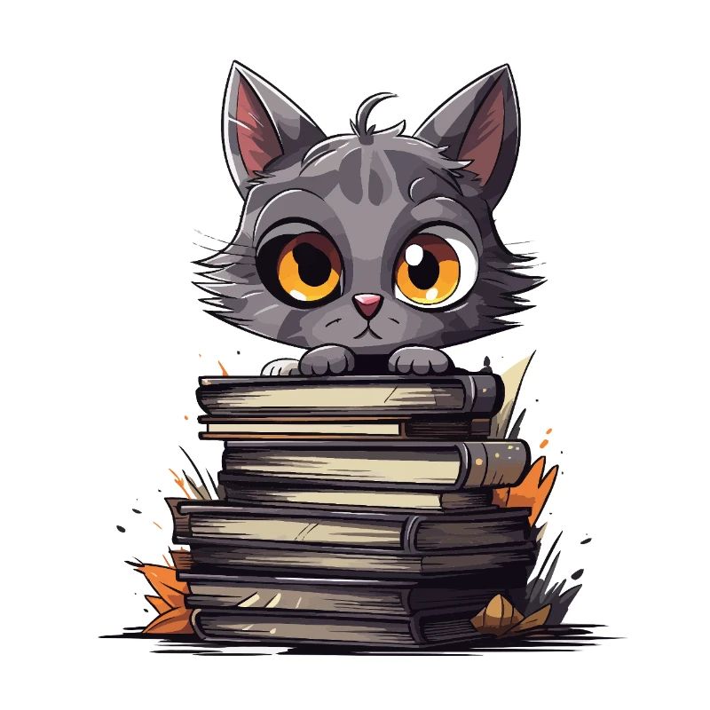 Kätzchen über Bücherstapel