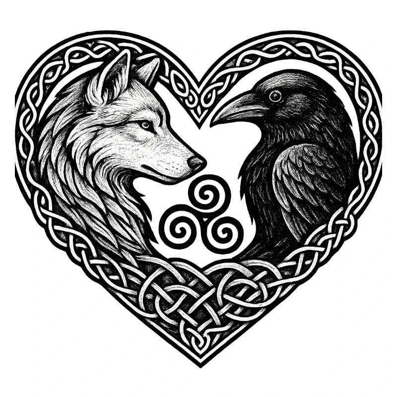 Celtic Heart: Wolf and Crow