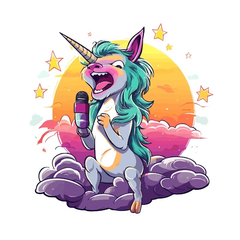 Licorne au coucher de soleil avec micro