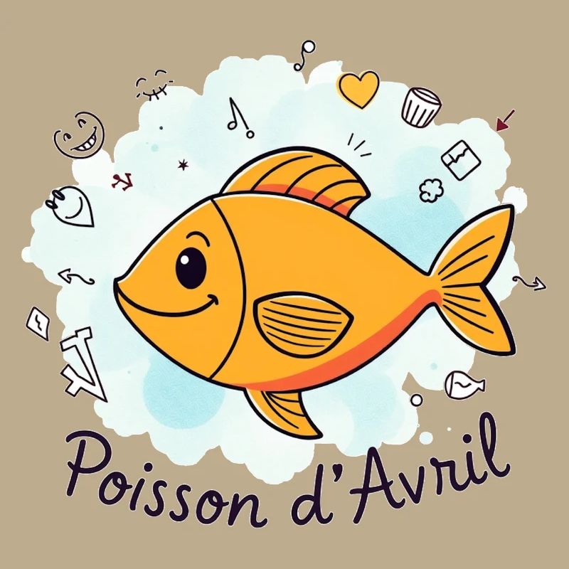 Poisson d'Avril - Orange Cartoon Fish