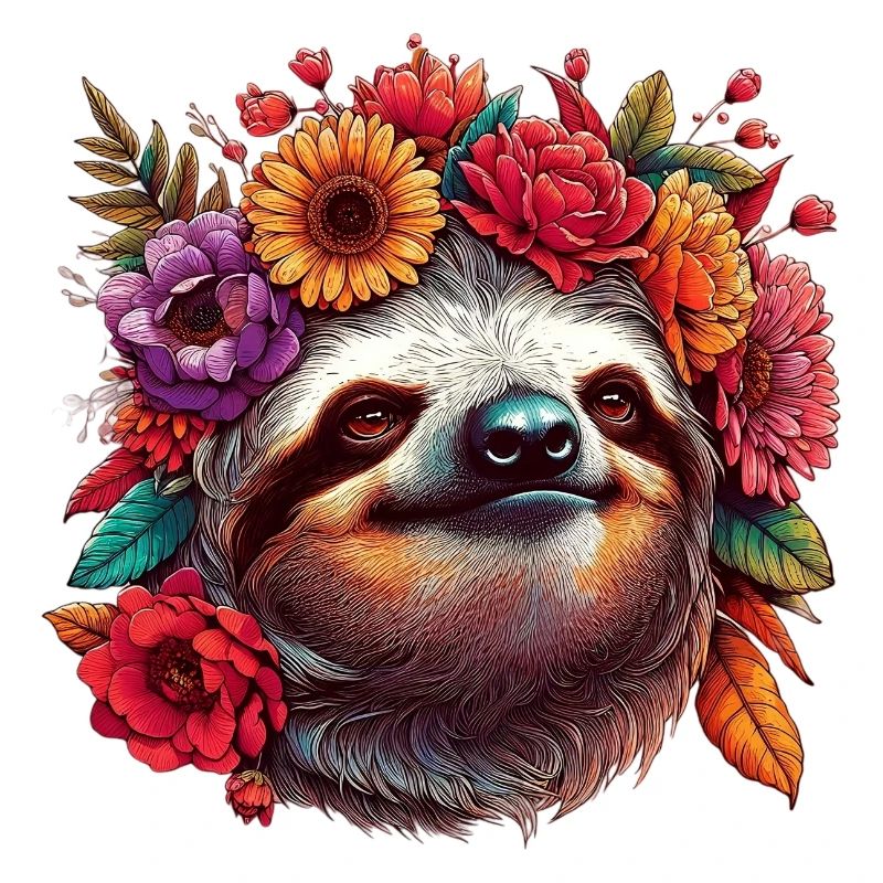 Faultier mit Blumen
