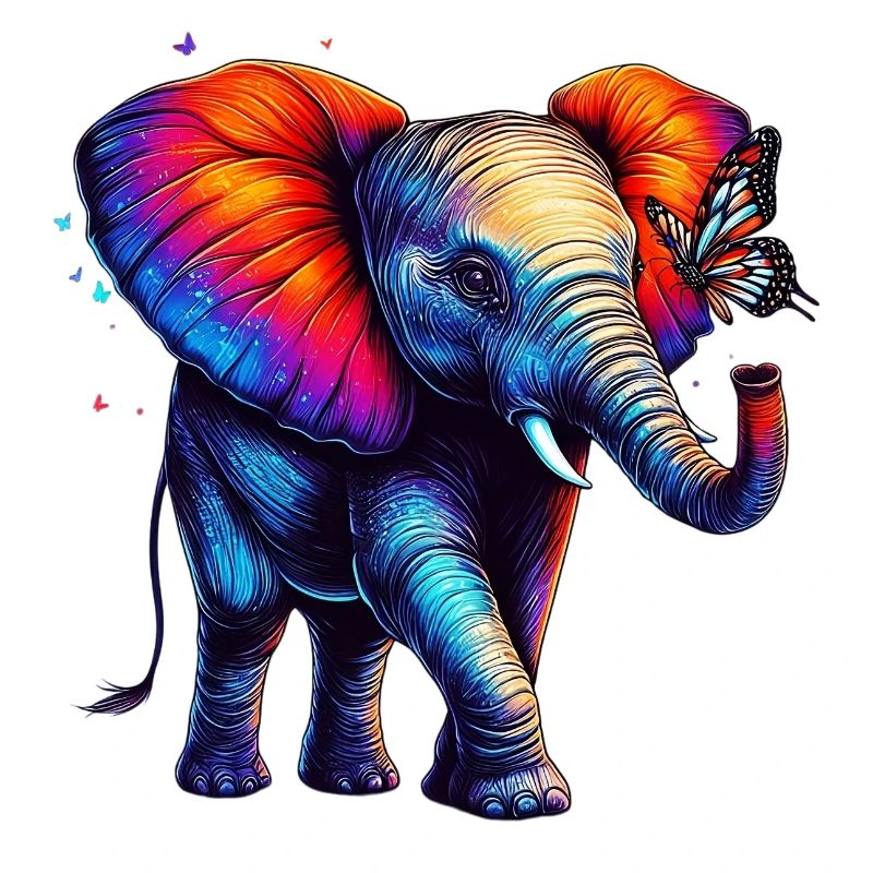 Elefant und Schmetterling