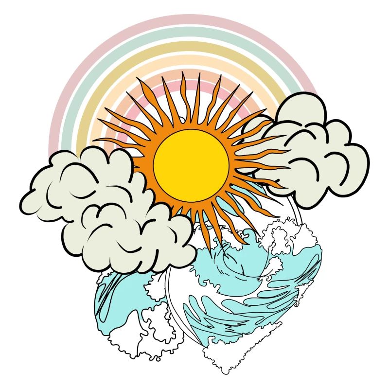 rainbow sun clouds sea