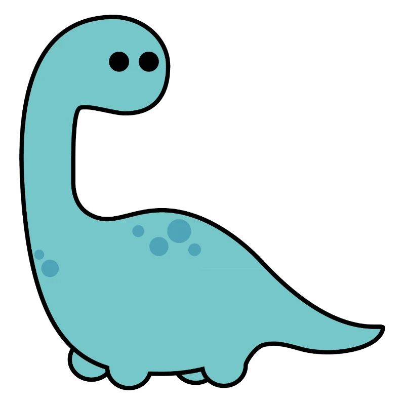 Long Cou Dino Blue Cartoon