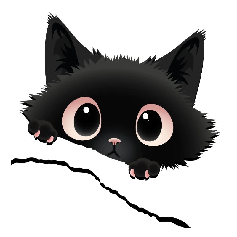 Le chaton noir de Kawaii pointe du regard