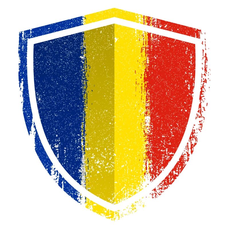Distressed Blue Yellow Red Shield