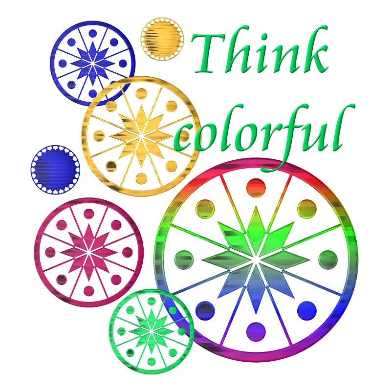 Sternblüten mit Spruch Think colorful
