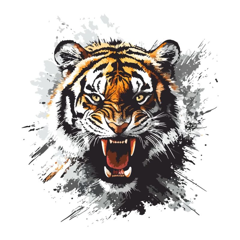 Tiger Head Predator Nature Wilderness Splash