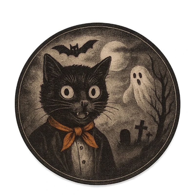 Creepy cats with ghost moon