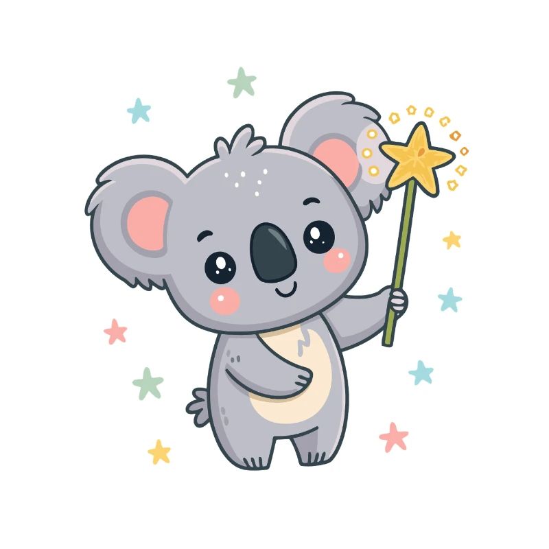 Koala Magicien Etoiles Pastel