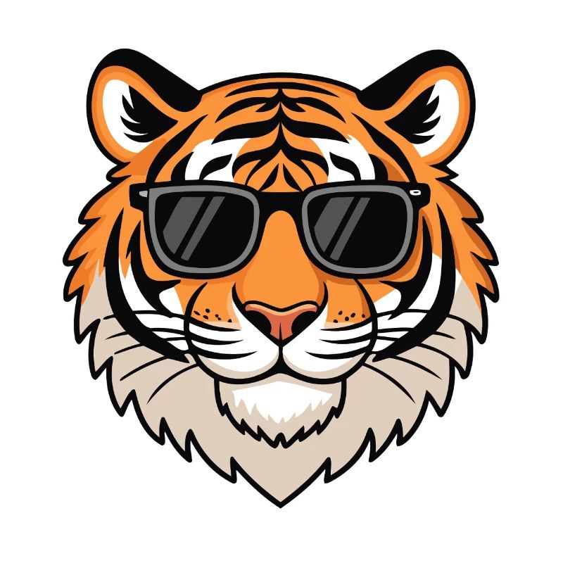 Lässiger Tiger mit dunkler Brille