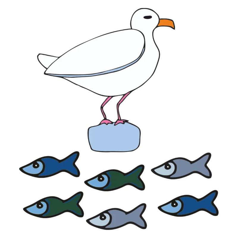 möve mit fischen