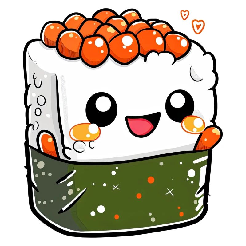 Cute sushi roll with a smiling face,