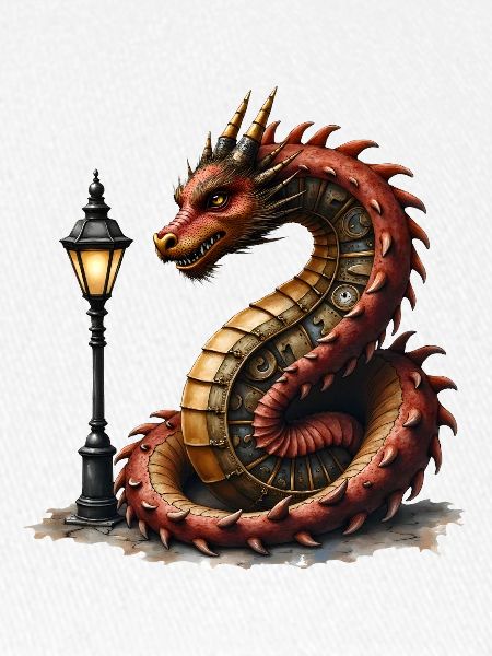 Dragon Steampunk avec lanterne